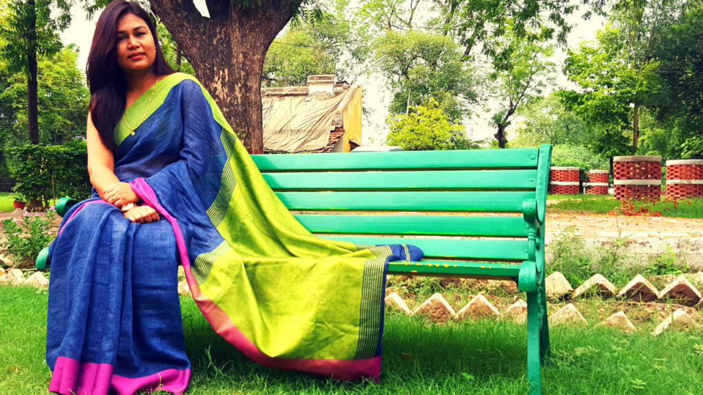 Indian Youtuber Anjalee Sharma in Handloom Linen Saree