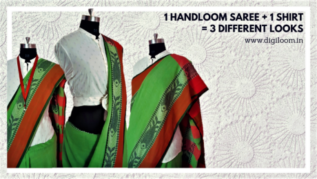 different looks with handloom saree and a shirt