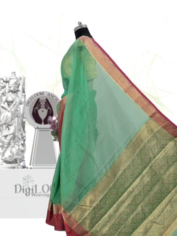 Handloom Kota Silk Saree in Aqua Green Colour 4