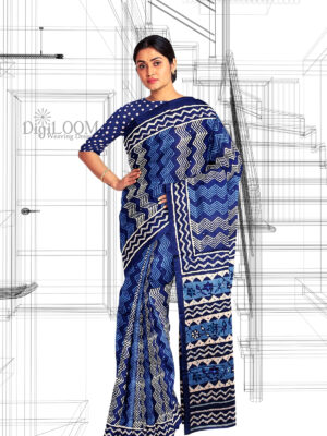 Handloom Moonga Mulberry Silk Saree in Tints and Shades of Blue 6